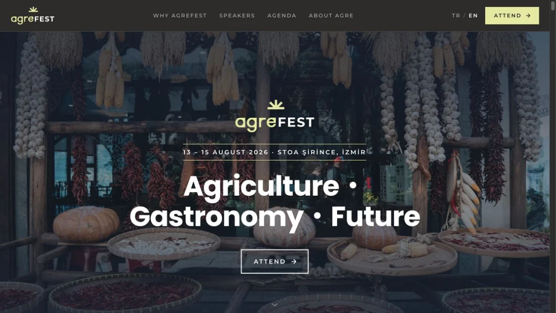 AgreFest landing page design with event photography and programme navigation