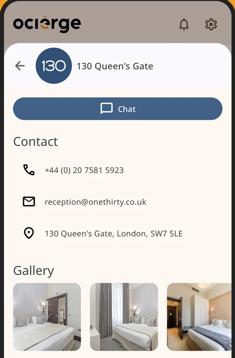 Ocierge mobile app: property details and host chat
